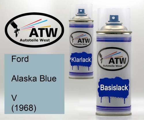 Ford, Alaska Blue, V (1968): 400ml Sprühdose + 400ml Klarlack - Set, von ATW Autoteile West.